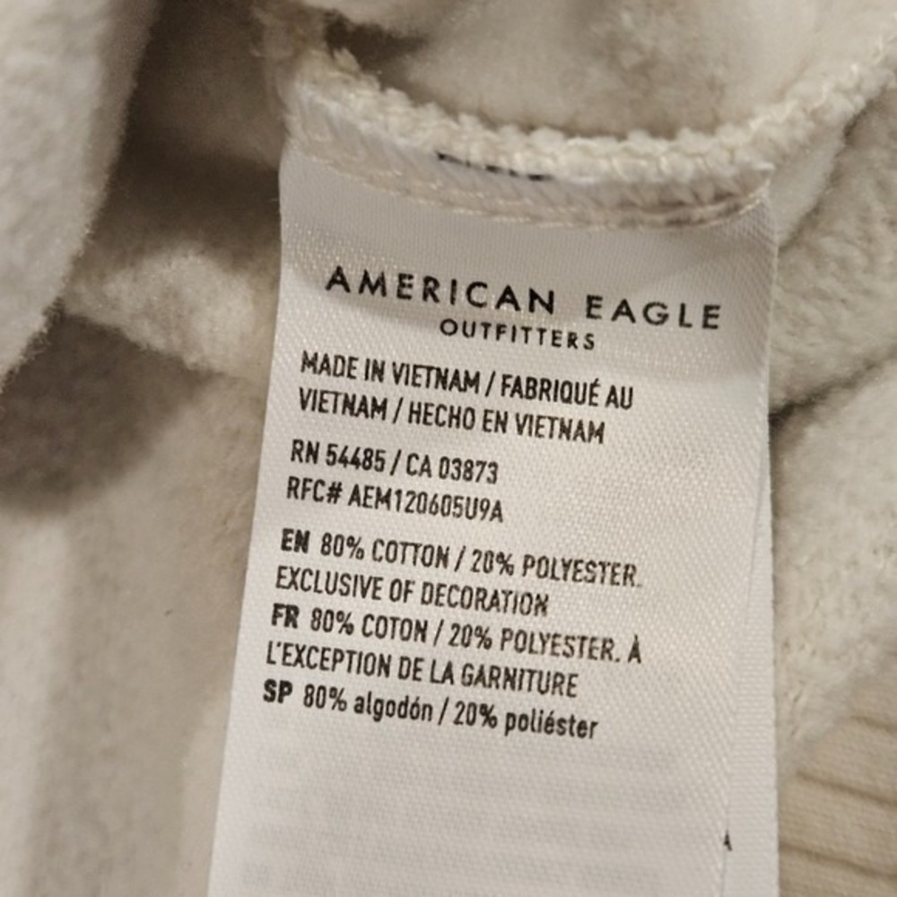 American Eagle Butterfly Graphic Raglan Sweatshirt Cream Womens Medium Relaxed - Picture 6 of 10
